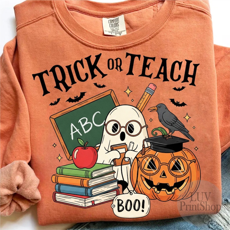 Teacher Halloween Png, Halloween Teacher Pencil Png, Trick or Teach , Funny Teacher Ghost Png, Spooky Teacher Sublimation, Cute Ghost Png image 4