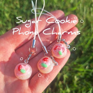 Sugar Cookie Phone Charm ~ Mini Clay Food ~ Handmade ~ Cute Accessories