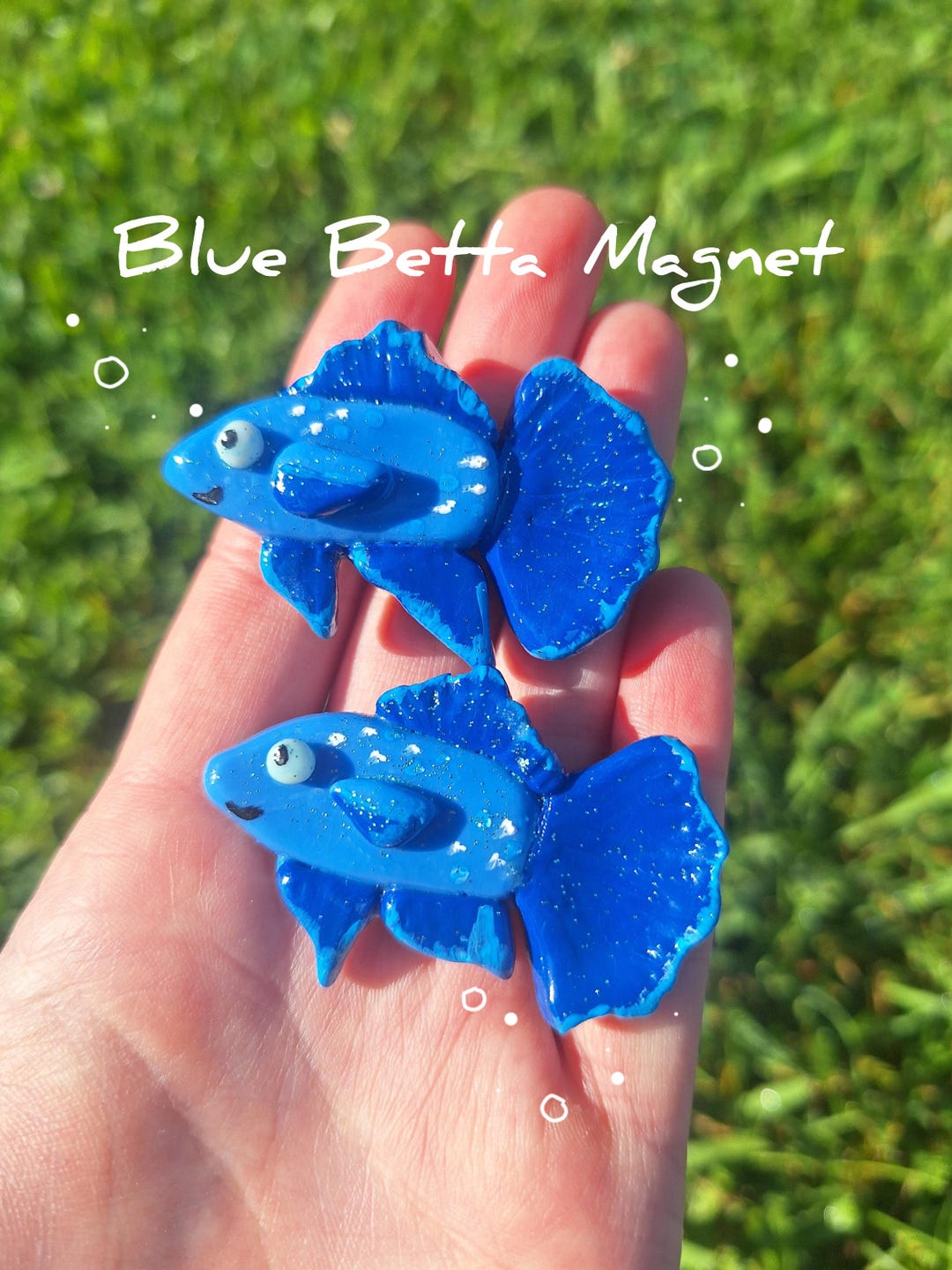 Blue Glitter Betta Fish Magnet – Handmade Polymer Clay - Etsy