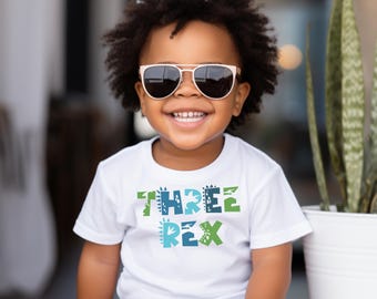 Three Rex Toddler Birthday Shirt: Dinosaur Family Matching Outfit