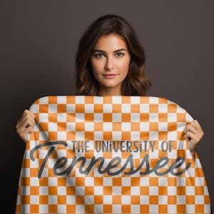 University of Tennessee Checkers, College Fleece Throw, Volunteer Fans Gift, Vols Home Decor, SEC Football, Velveteen Microfiber Blanket -