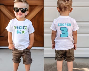 Three Rex 3rd Birthday Toddler Tee: Custom Dinosaur Family Matching Shirt