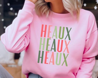 Cajun Christmas Heaux Heaux Heaux Sweatshirt, Holiday Crewneck Jumper, Xmas Gift, Funny Winter Top, Louisiana Apparel