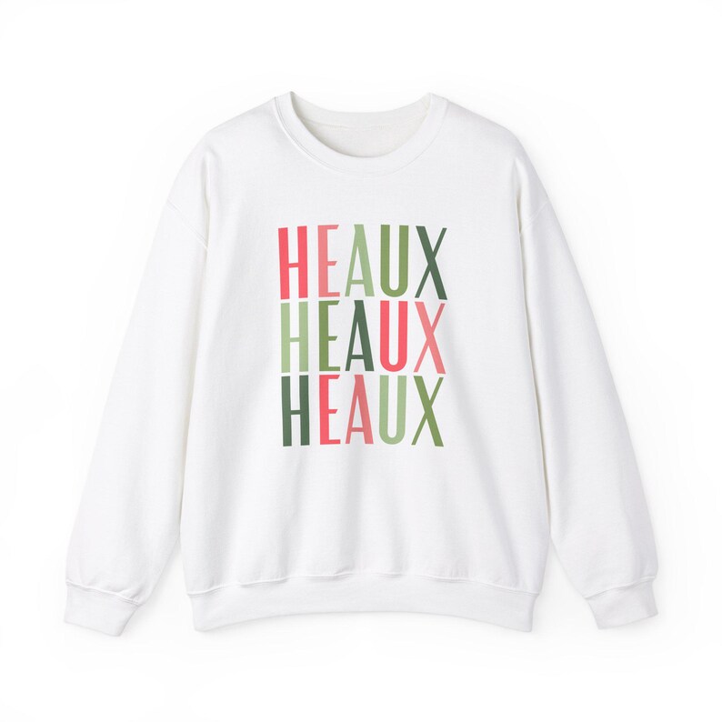 Cajun Christmas Heaux Heaux Heaux Sweatshirt, Holiday Crewneck Jumper, Xmas Gift, Funny Winter Top, Louisiana Apparel image 2