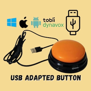 Adapted one-button Keyboard USB, Programmable switch for PC Laptop or MacOS. Essential tool for special needs and learning support (Orange).