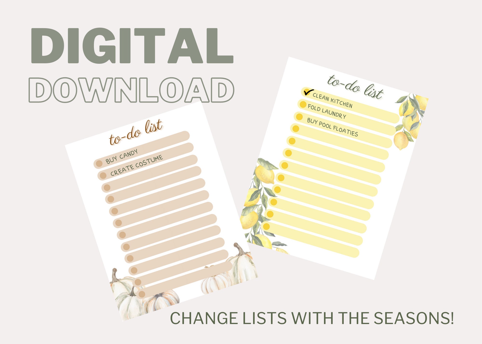 Seasonal Themed to Do List Printable Digital Download - Etsy