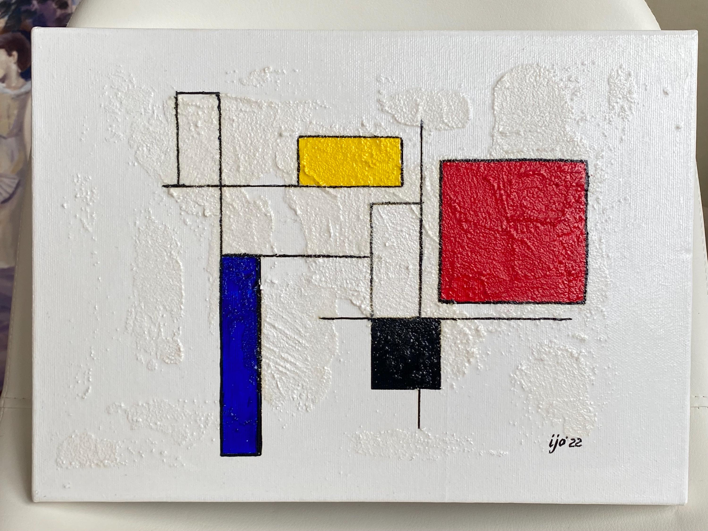 幾何学的抽象画：テクスチャードアクリル、モダンミニマリスト装飾