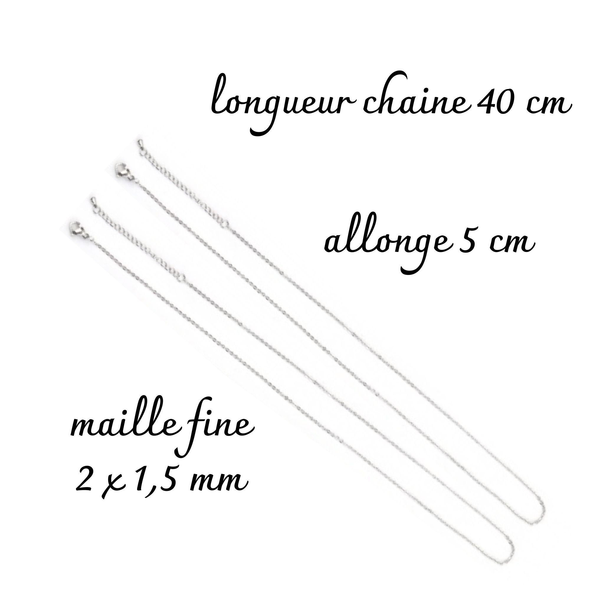 Feine Edelstahlkette mit Forçat-Masche 2x1,5 mm, 40 cm + 5 cm Verlängerung