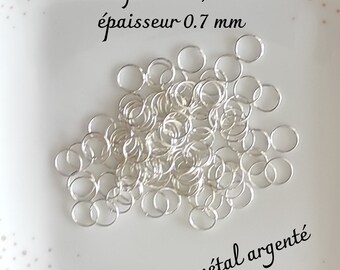 100 / 200 offene Verbindungsringe 10 mm Dicke 0,7 mm Silbermetall