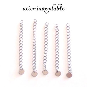 5 / 10 stainless steel extension chains 5 cm heart finish