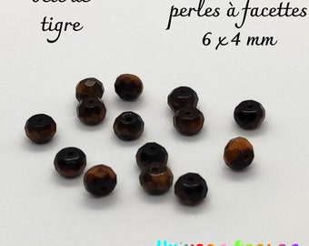 10 / 20 perles  oeil de tigre à facettes 6x4mm pierres naturelles création bijoux