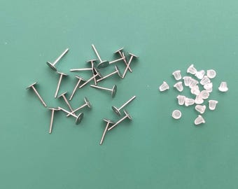 20 Ohrstecker, 6 mm Edelstahl, mit 20 Silikonaufsätzen