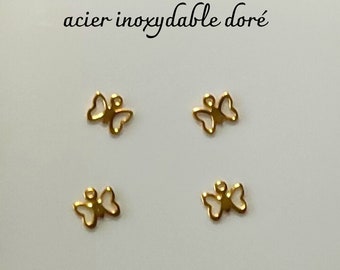 5 butterfly charms 304 gold stainless steel