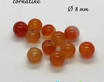 10 / 20 perles ronde cornaline Ø 8 mm pierres naturelles création bijoux