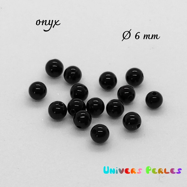 10/20 round black onyx beads Ø 6 mm natural stones jewelry creation image 1