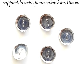 5 supports broche rond pour cabochon 18mm - création bijoux