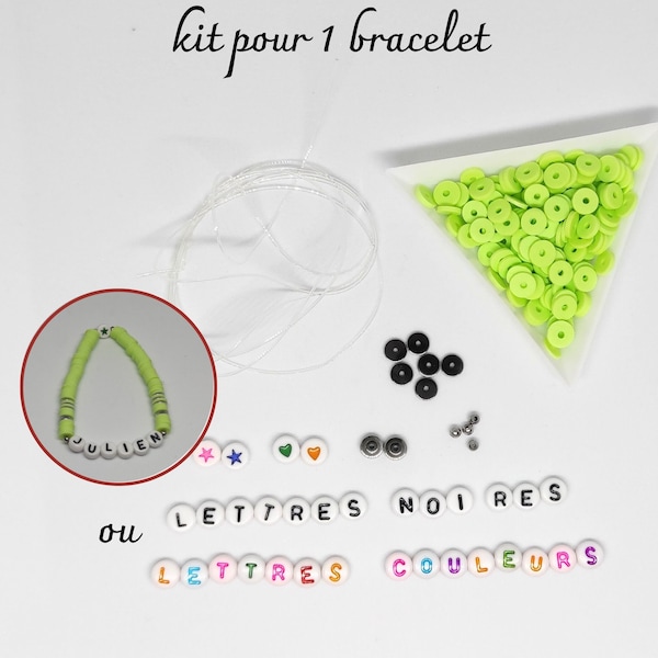 kit bijoux 1 bracelet élastique perles polymères personnalisable enfant adulte - bracelet à créer soi même