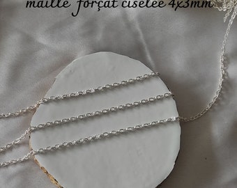 5 / 10 mètres chaine ciselée métal argenté 4 x 3mm