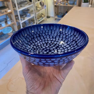 Handmade Pasta Bowl, Blue and White Ceramic Bowl, Pottery Bowl, Bowl