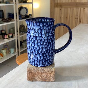 Ceramic Pitcher, Blue and White Pitcher, Pottery Pitcher, Decorative Pitcher, Summer Pitchers