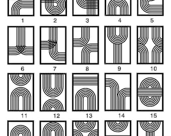 20 Boho graphic arch templates - minimalist wall art decor - laser cut digital file