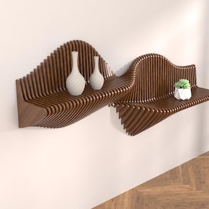Parametric wavy shelf - Wood wall decoration - CNC and laser cutting files