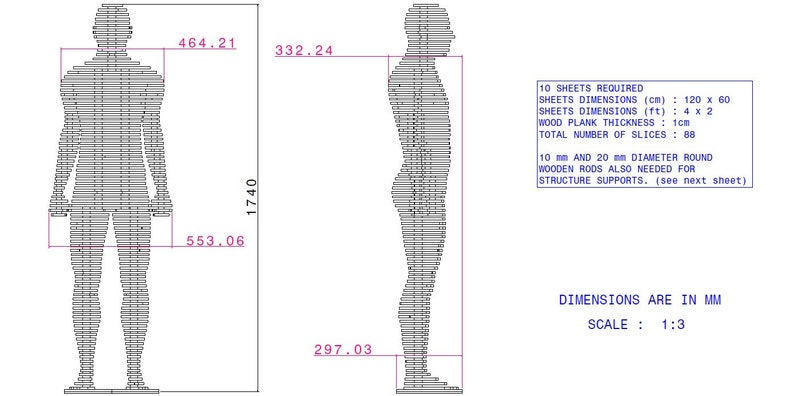 décoration sculpture paramétrique Homme mannequin Taille réelle fichier numérique découpe DIY image 8