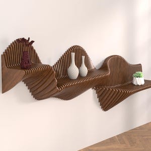 Parametric wavy shelf - Wood wall decoration - CNC and laser cutting files
