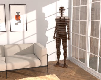 parametric sculpture decoration - wooden male mannequin - Life-size - CNC and laser cutting files
