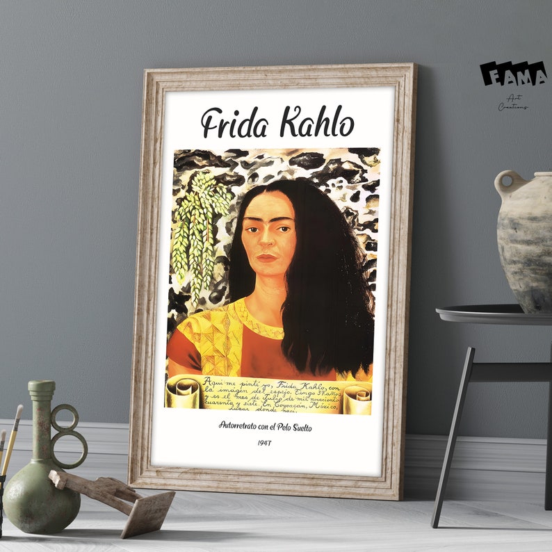 Frida Kahlo Autorretrato Con El Pelo Suelto Frida Etsy