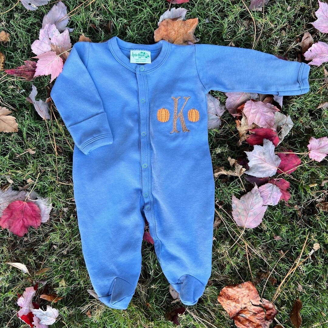 Baby Toddler Fall Sleeper Baby Sleeper Pumpkin Monogram Thanksgiving