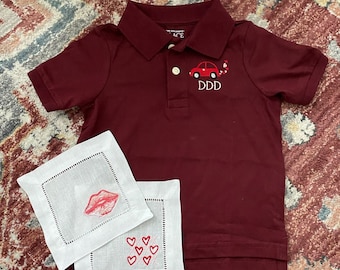 Toddler Embroidered Monogrammed Valentines Love Bug Polo, Toddler Polo, Embroidered Toddler Polo Shirts, Embroidered Toddler Valentines Polo