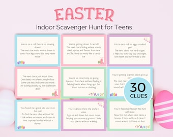 Easter Egg Indoor Scavenger Hunt for Teens, Teen Easter Hunt, Printable Easter Egg Family Activity, Perfect for Parties and Gatherings!