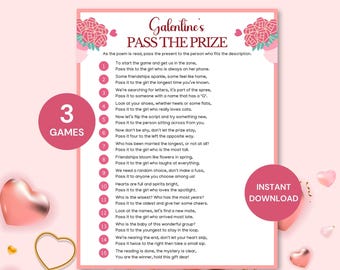 Galentines links rechts Gedicht, Galentines Pass das Preisspiel, Girls Night Pass das Geschenk, Teen Galentines Day Geschenk Austauschspiel
