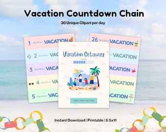 Vacation Countdown Paper Chain: Family Trip Garland Activity (Digital PDF)