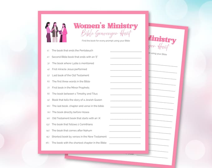 Books of the Bible Scavenger Hunt Game Printable Church Game Women's ...