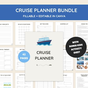 42 Page Cruise Planner Bundle Printable, Editable and Fillable PDF, Kids Cruise Activity Sheets, Travel Itinerary, Cruise Checklist, Budget