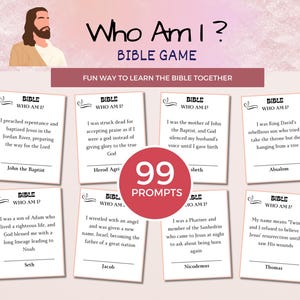 Who Am I? Bible Game – Printable Christian Trivia, Bible Characters Guessing Game, Educational Christian Fun Church Family Activity