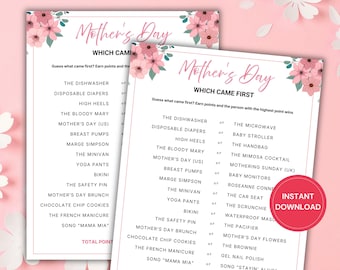 Mother’s Day Which Came First Game, Printable Mothers Day Brunch Trivia Quiz, Family Celebration Party Activity