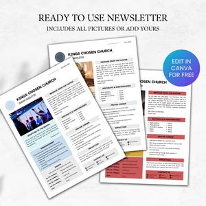 12 Months Editable Church Newsletter Template, Canva Monthly Newsletter ...