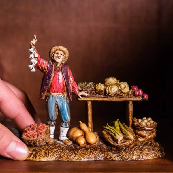 Nature's Masterpiece: Unique Handmade Rustic Greengrocer Figurine - Adorn Your Home with Natural Elegance!
