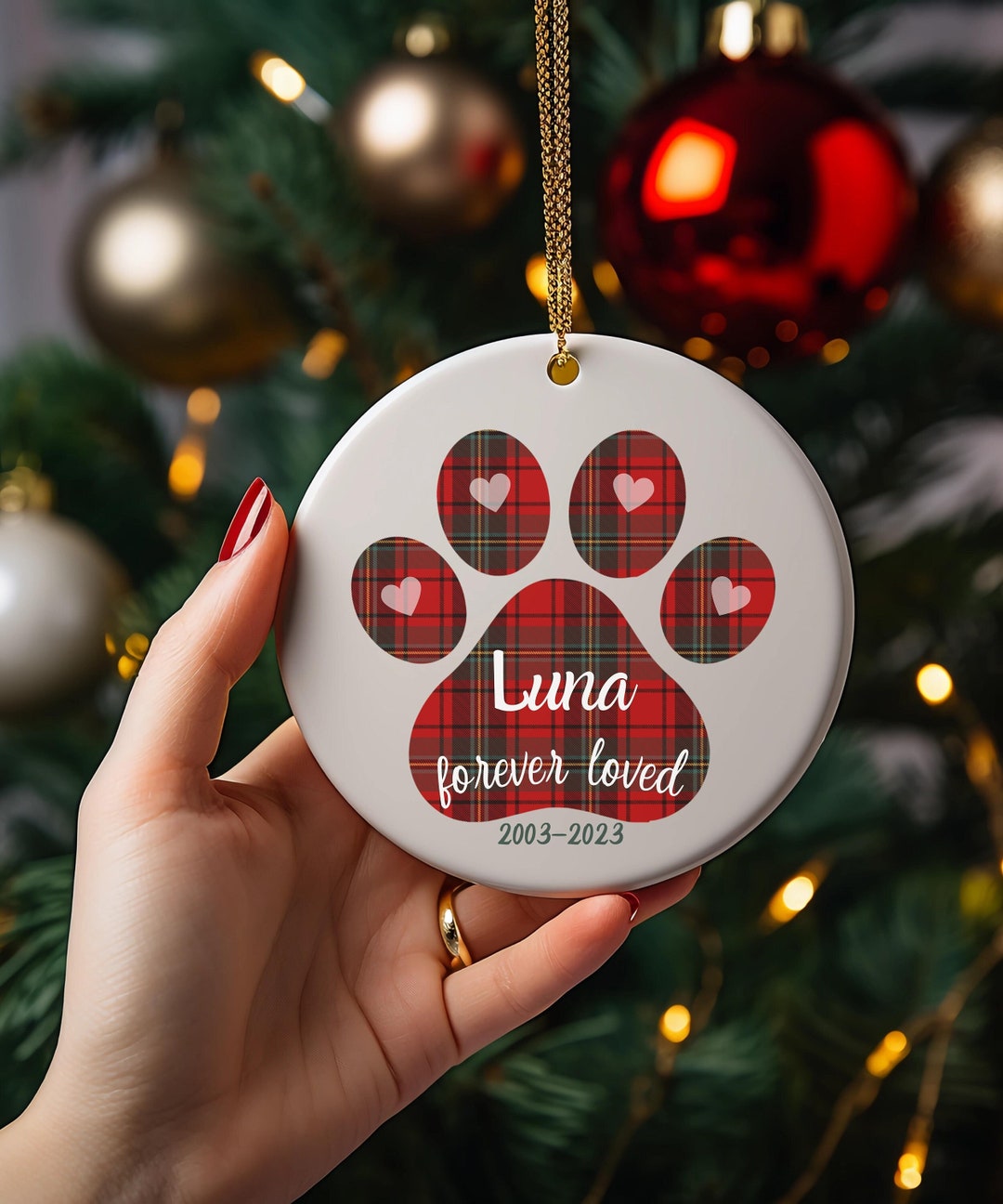 Personalized Pet Memorial Christmas Ornament, Pet Memorial Ornament