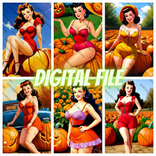 Digital downloads - vintage fall pinup girls