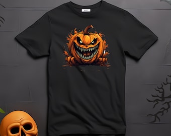 Scary Pumpkin Graphic T-Shirt, Halloween Gift