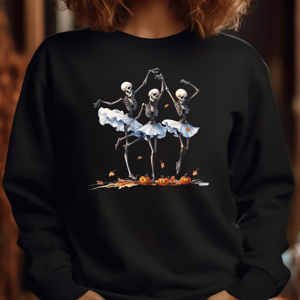 Halloween Gift Halloween Tees And Sweaters, Dancing Skeleton Sweatshirt, Spooky Season Shirt, Halloween Gift, Halloween Shirt, Halloween Unique,Women Shirt Skeleton Sweater Men Women Realtorgift