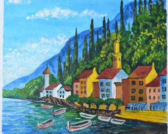 Original Oil Painting Amalfi Coast, Italy painting Original art of the Amalfі Coast  Italy seascape oil painting Italy Coast Cities Villages