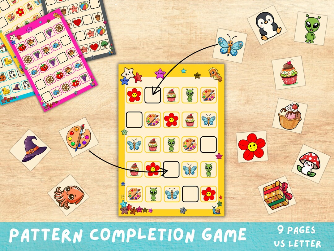 Pattern Completion Printable Toddler Activity Logic Skills Preschool ...