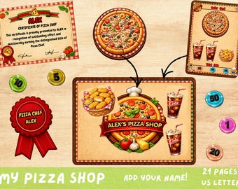Juego de rol personalizado de pizzería para niños (descarga digital)