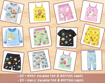 Juego de emparejamiento de pijamas para niños (PDF imprimible)
