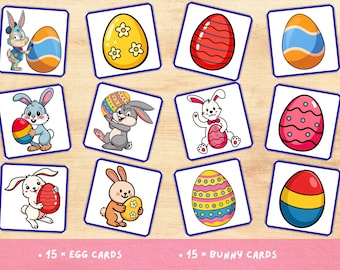Juego de emparejar huevos imprimible para niños, ideal para fiestas en el aula o para niños pequeños.